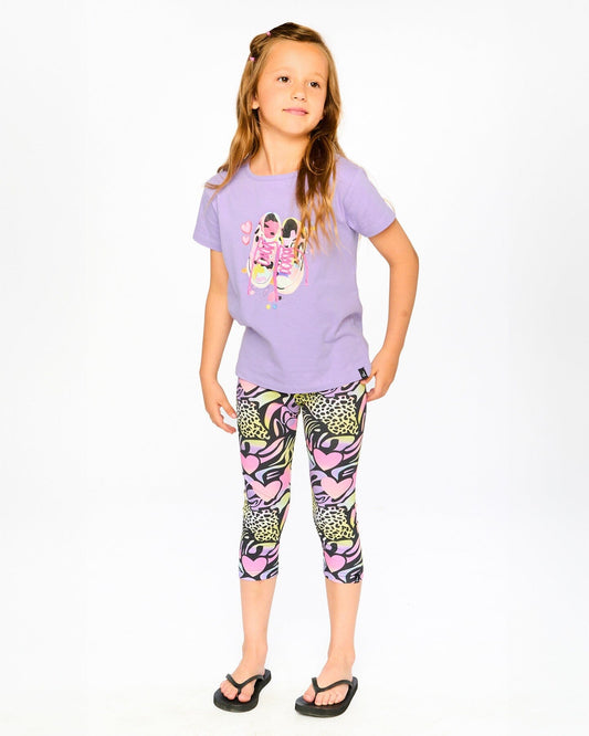 Organic Cotton Jersey T-Shirt Mauve With Sneakers