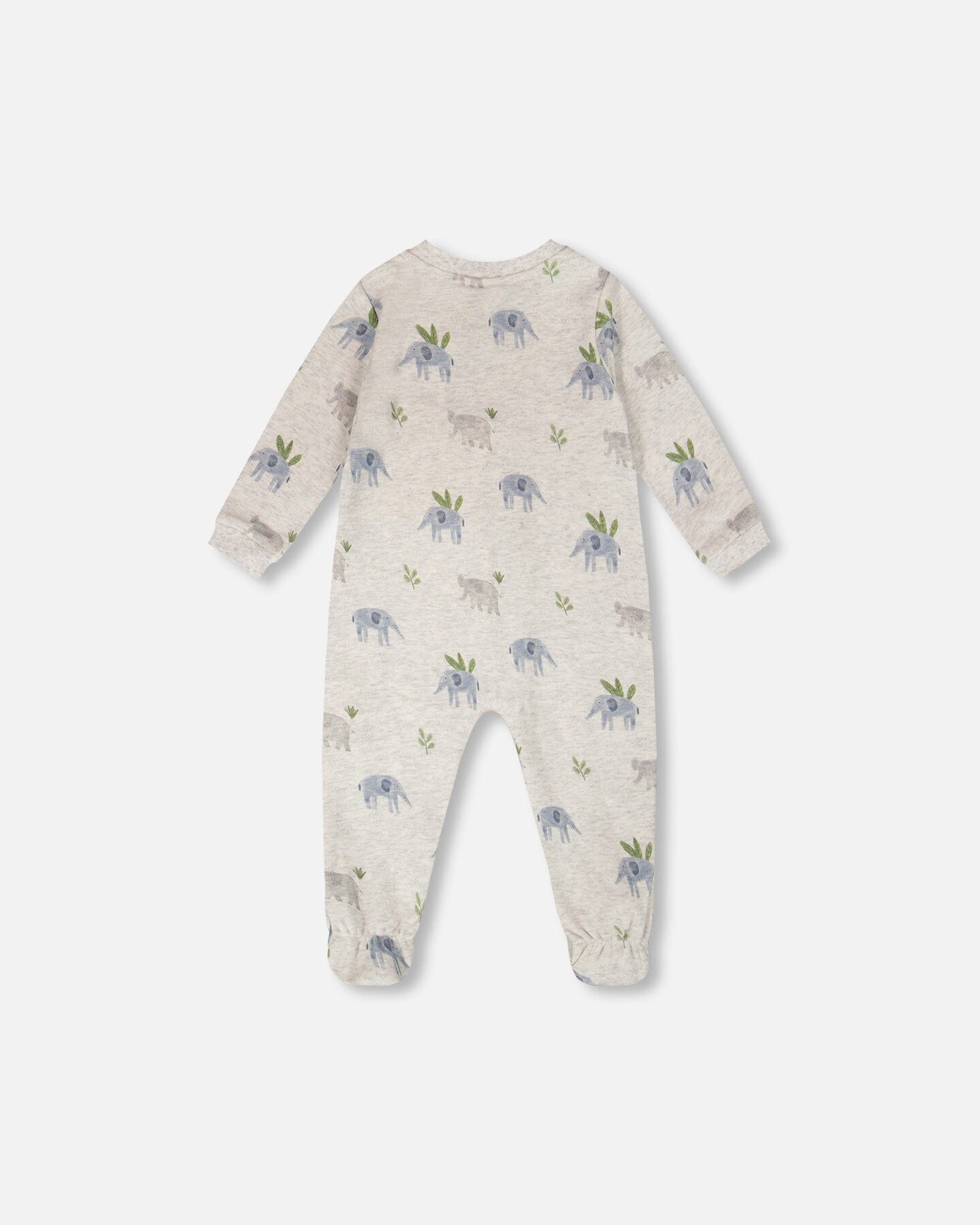 Organic Cotton Baby One-Piece Pyjama Grey Elephant Print