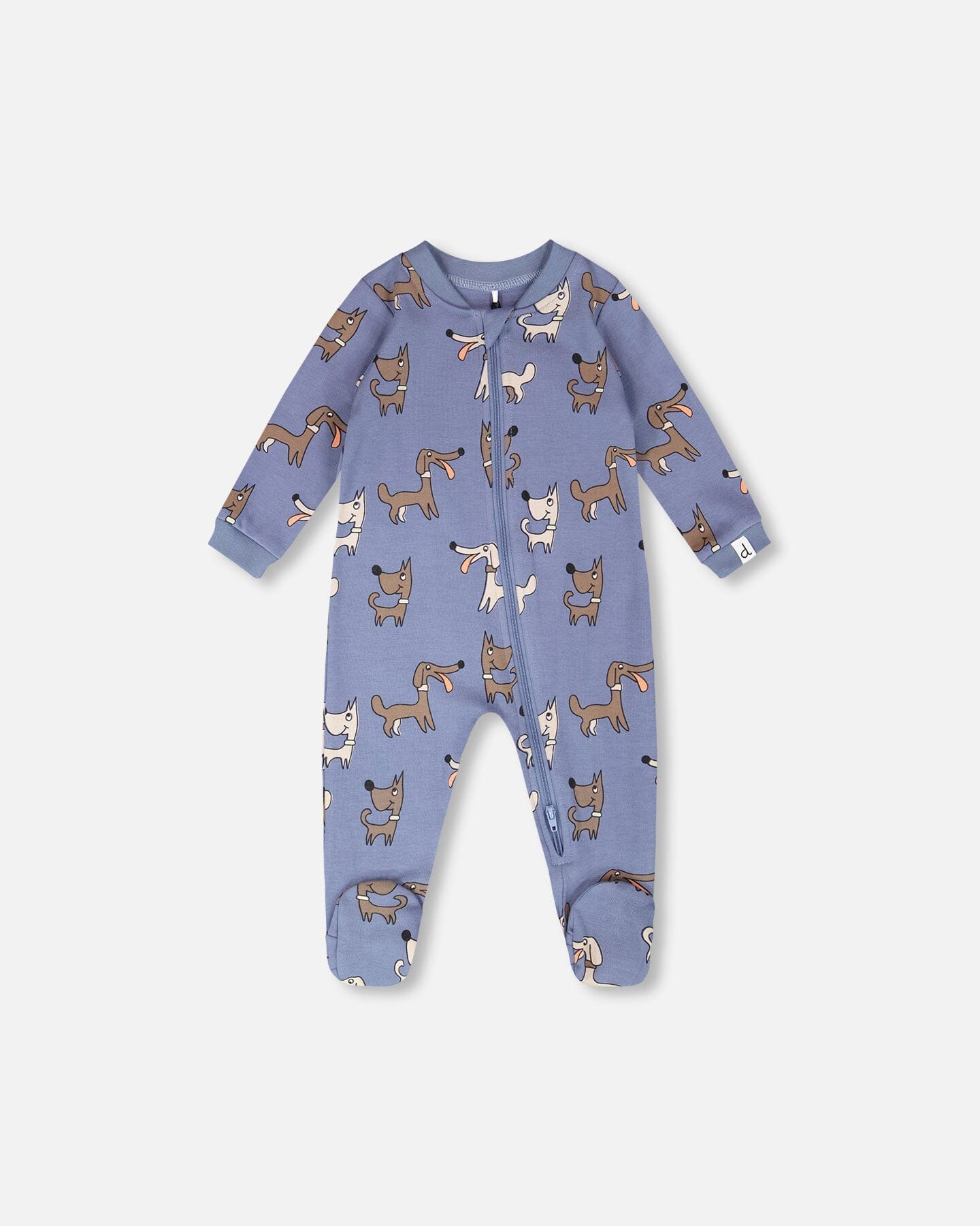Organic Cotton Baby One-Piece Pyjama Blue Dog Print