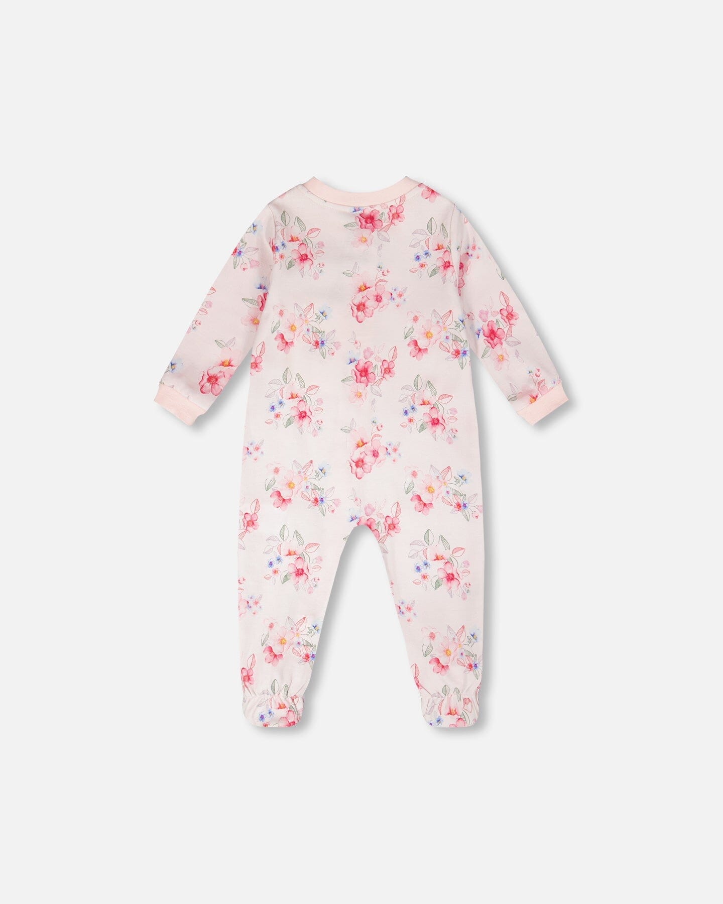 Organic Cotton Baby One-Piece Pyjama Pink Flower Print
