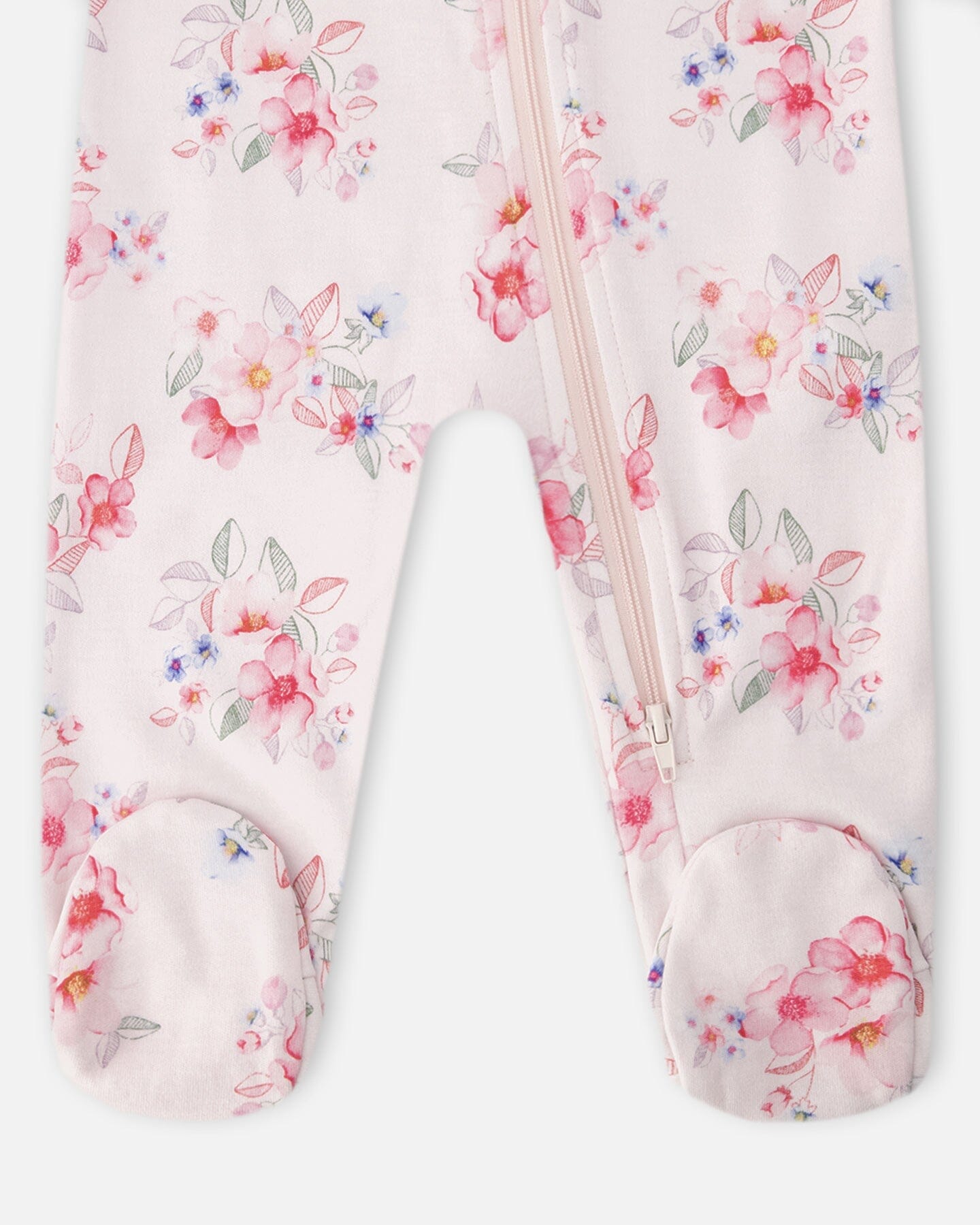 Organic Cotton Baby One-Piece Pyjama Pink Flower Print