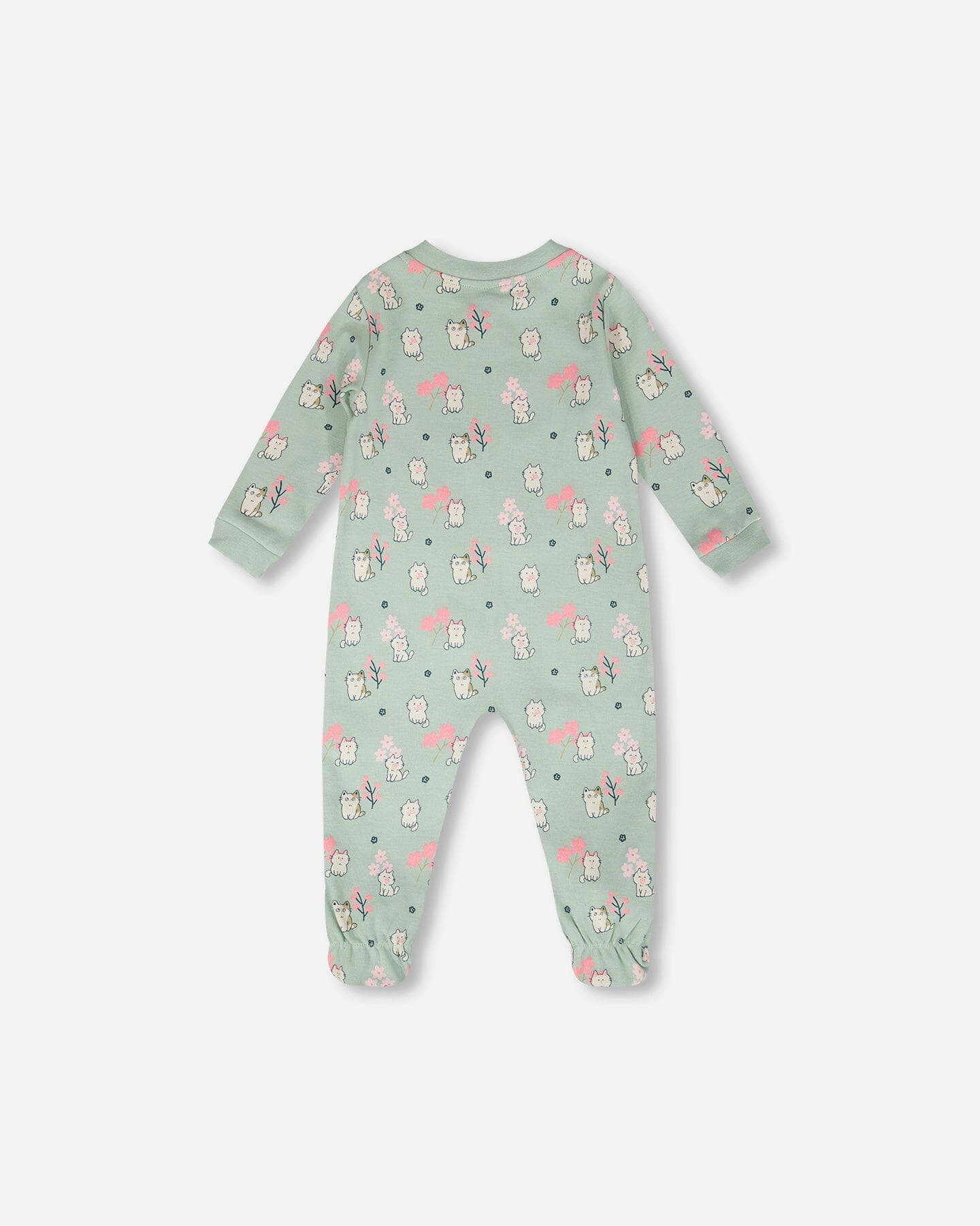 Organic Cotton Baby One-Piece Pyjama Blue Kitten Print