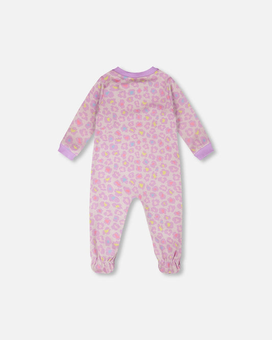 Organic Cotton Baby One-Piece Pyjama Purple Animal Print