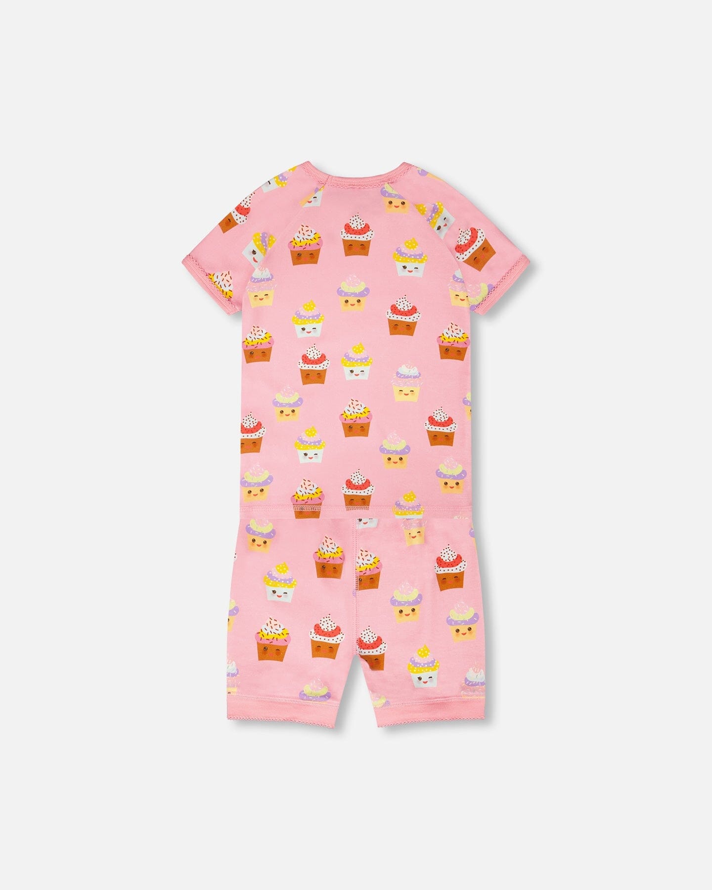 Organic Cotton Two-Piece Pyjama Set Pink Cupcake Print