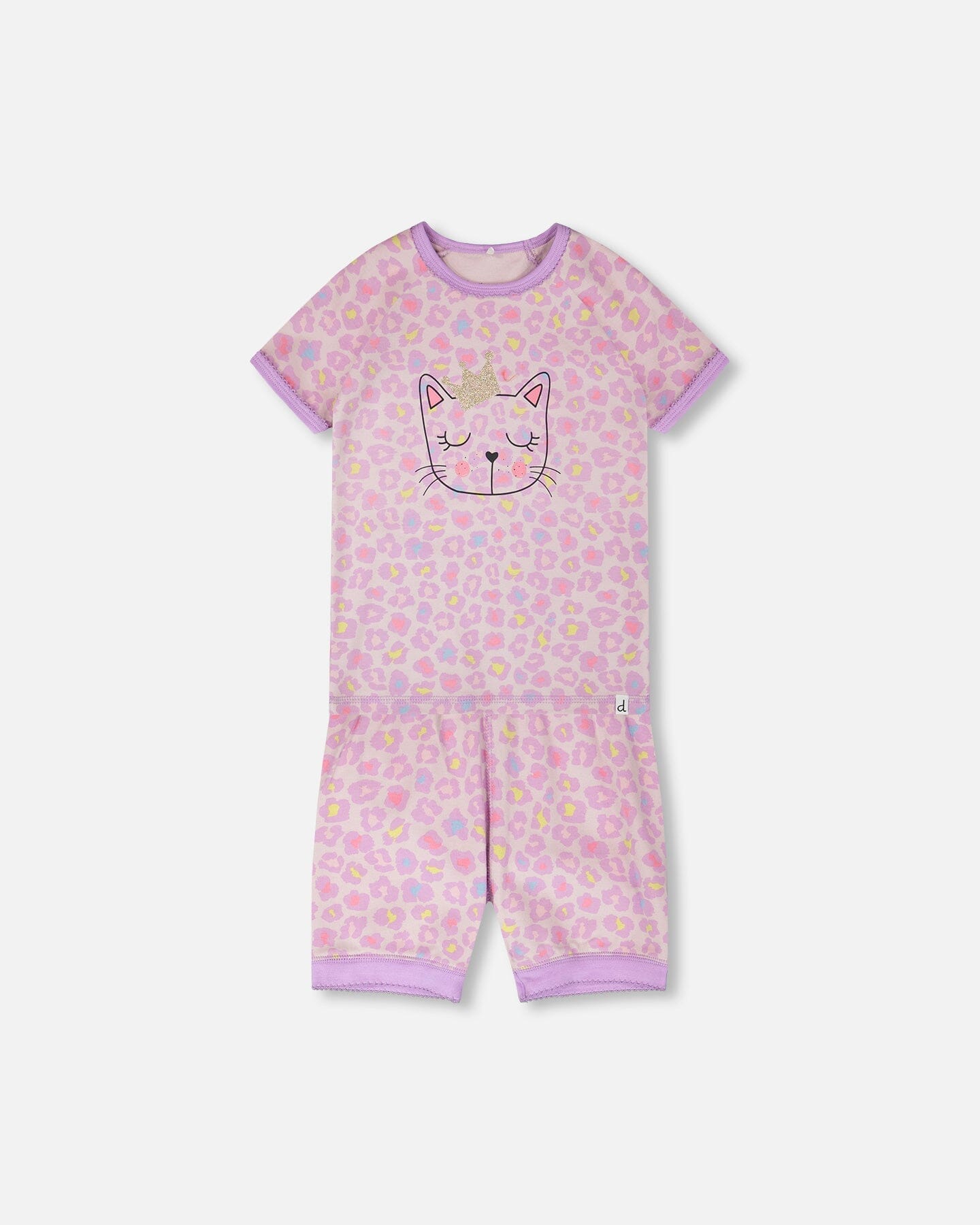 Organic Cotton Two-Piece Pyjama Set Purple Animal Print