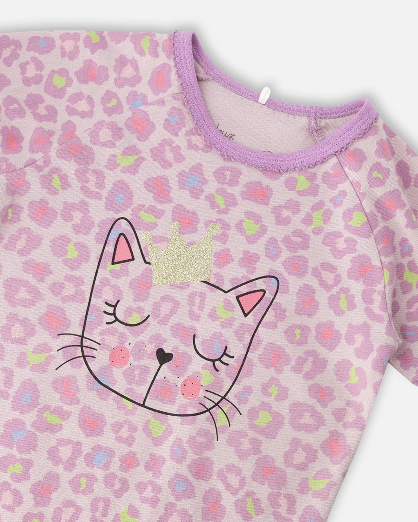 Organic Cotton Two-Piece Pyjama Set Purple Animal Print