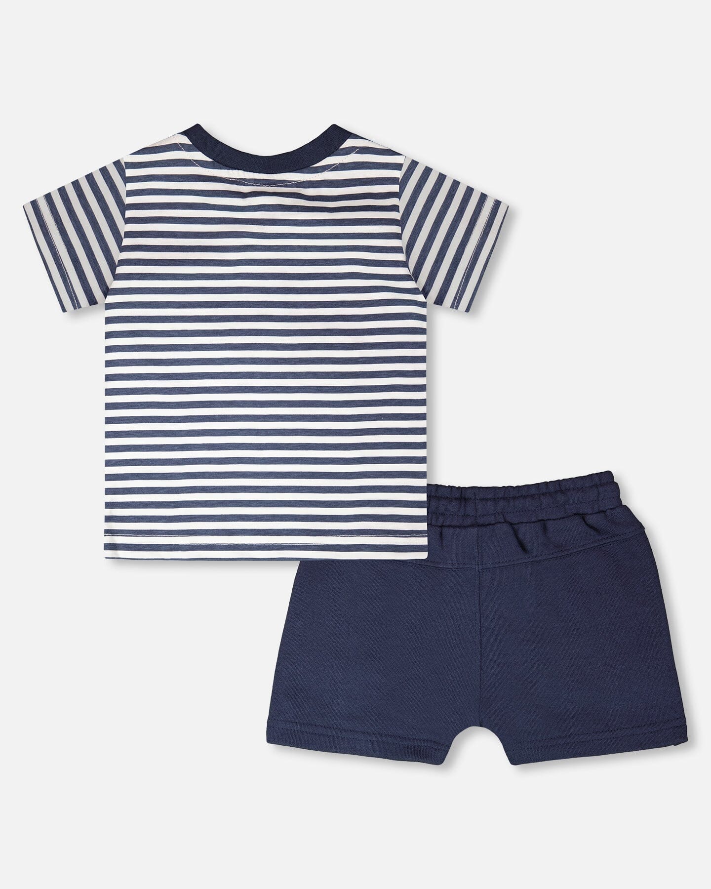 Organic Cotton T-Shirt And Short Set Blue Stripes And Blue