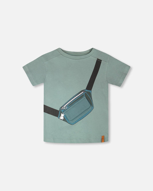 Organic Cotton Jersey T-Shirt With Cross Bag Green