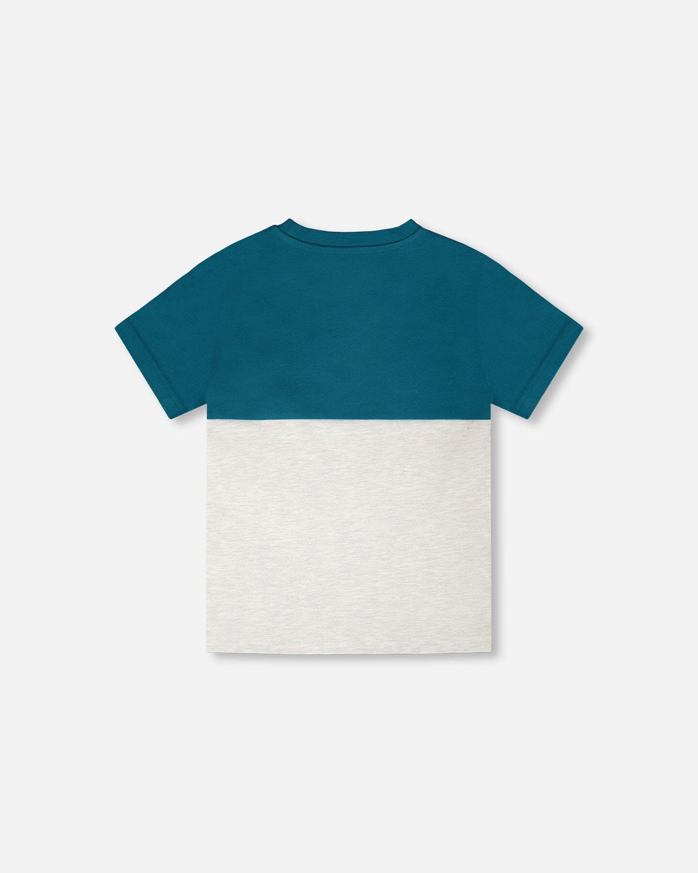 Organic Cotton Colorblock Jersey T-Shirt With Chest Pocket Heather Grey