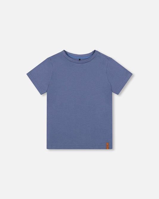 Organic Cotton Jersey T-Shirt Solid Blue
