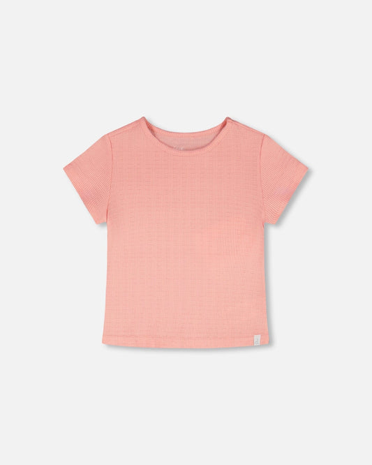 Crinkle Jersey T-Shirt Off Peach Pink
