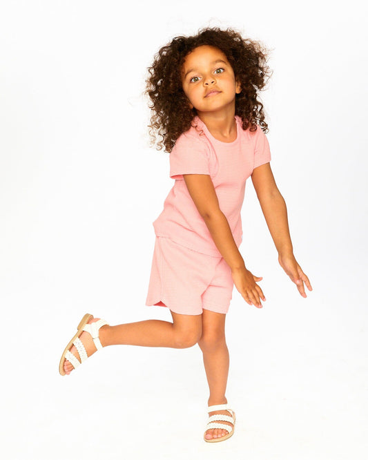 Crinkle Jersey T-Shirt Off Peach Pink