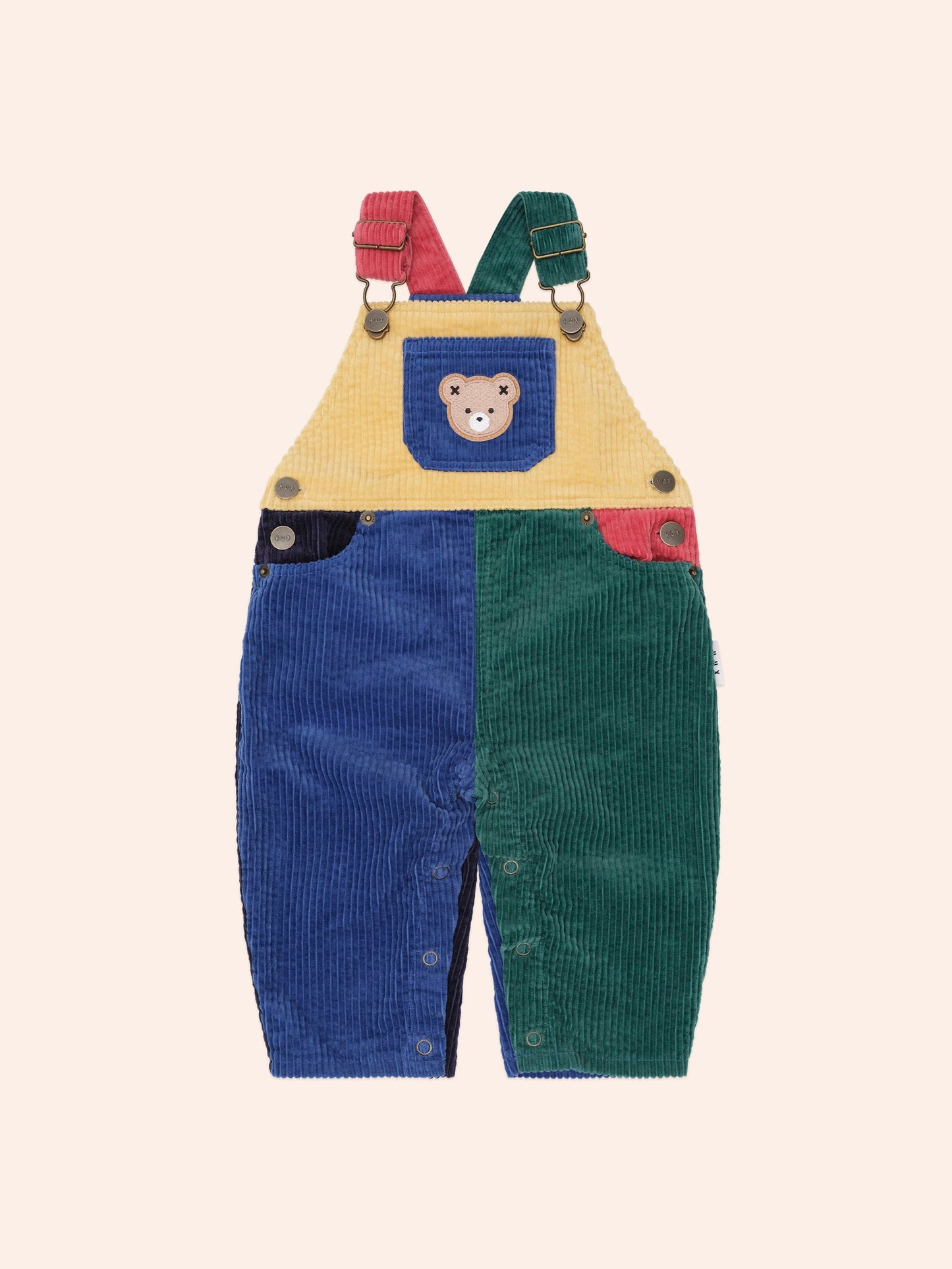Salopette en velours côtelé color block | Multi | Huxbaby