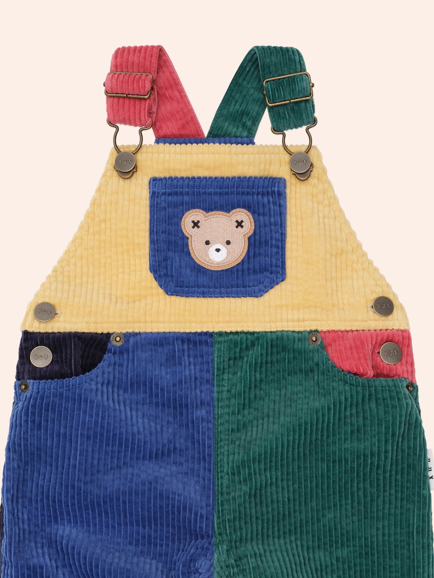 Salopette en velours côtelé color block | Multi | Huxbaby
