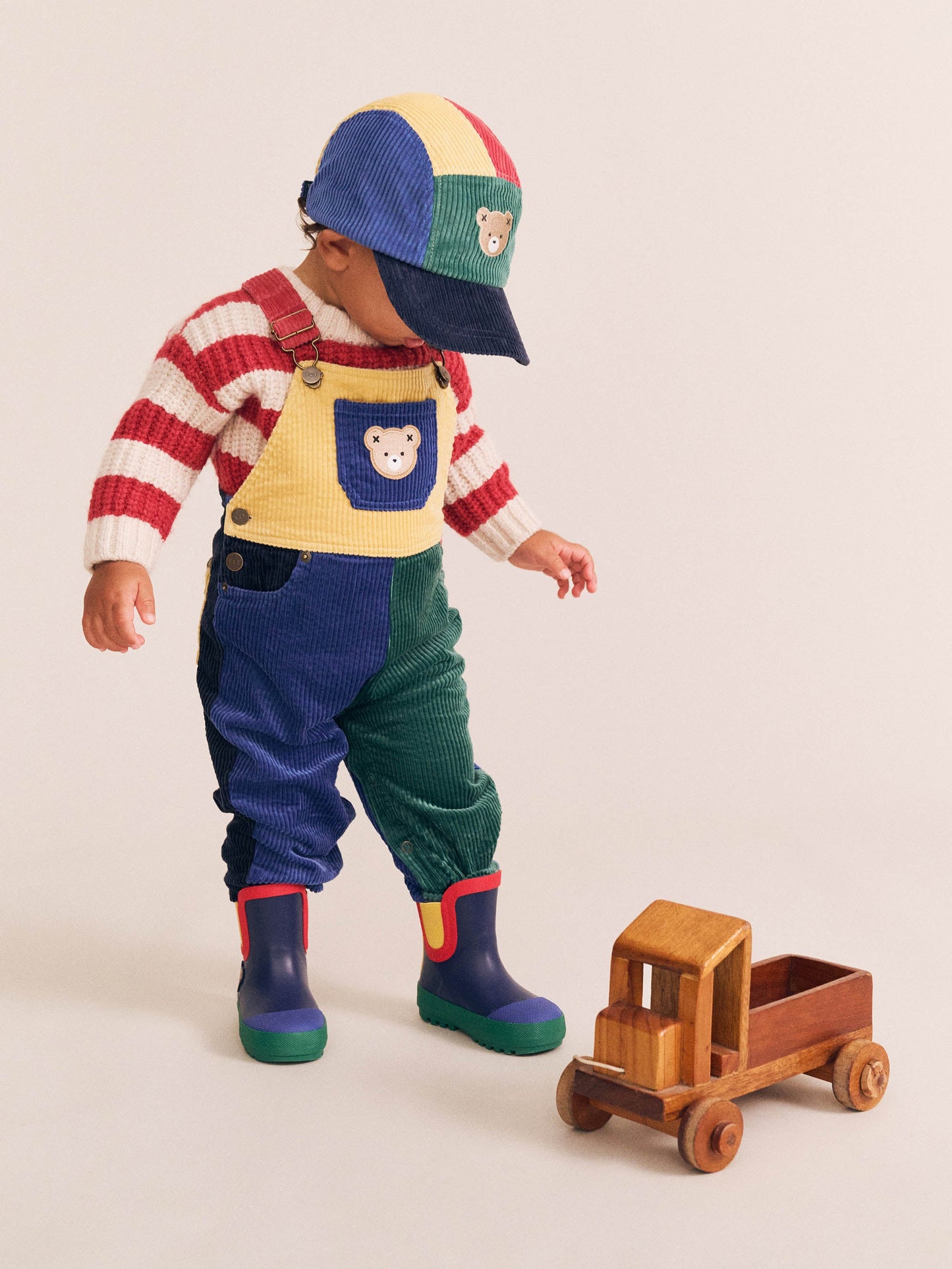 Salopette en velours côtelé color block | Multi | Huxbaby