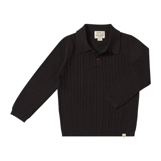 Christian Black Cable Polo | Me & Henry