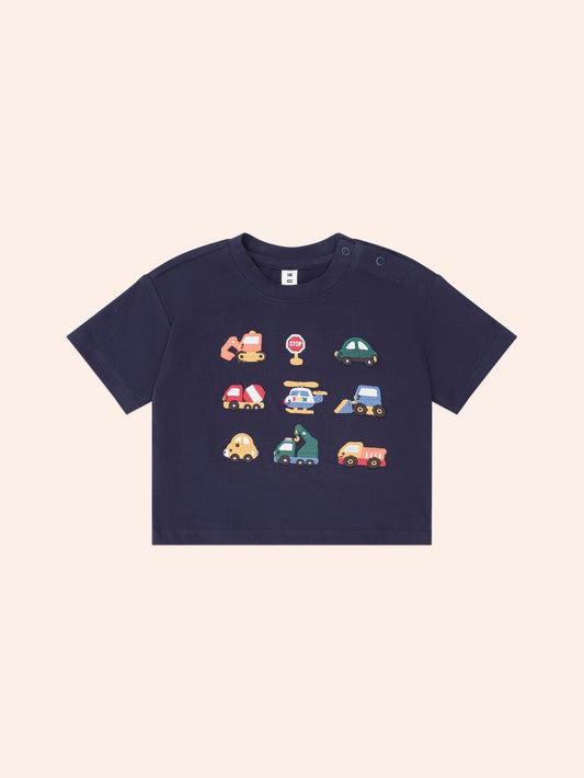T-shirt chantier | Bleu marine | Huxbaby