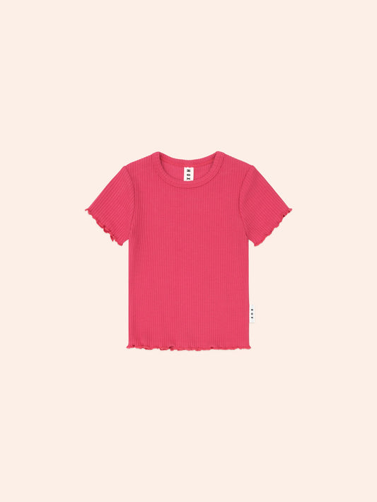 T-shirt à côtes Cherry | Cerise | Huxbaby