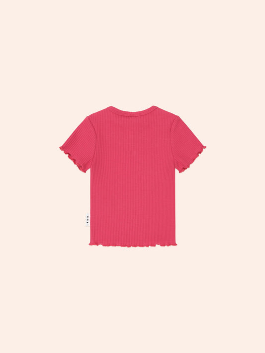 T-shirt à côtes Cherry | Cerise | Huxbaby