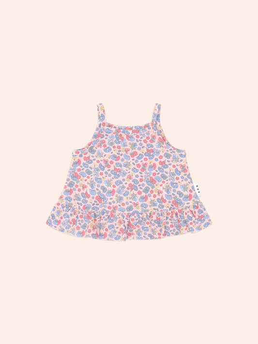 Haut à volants floral vintage | Rose pâle multicolore | Huxbaby