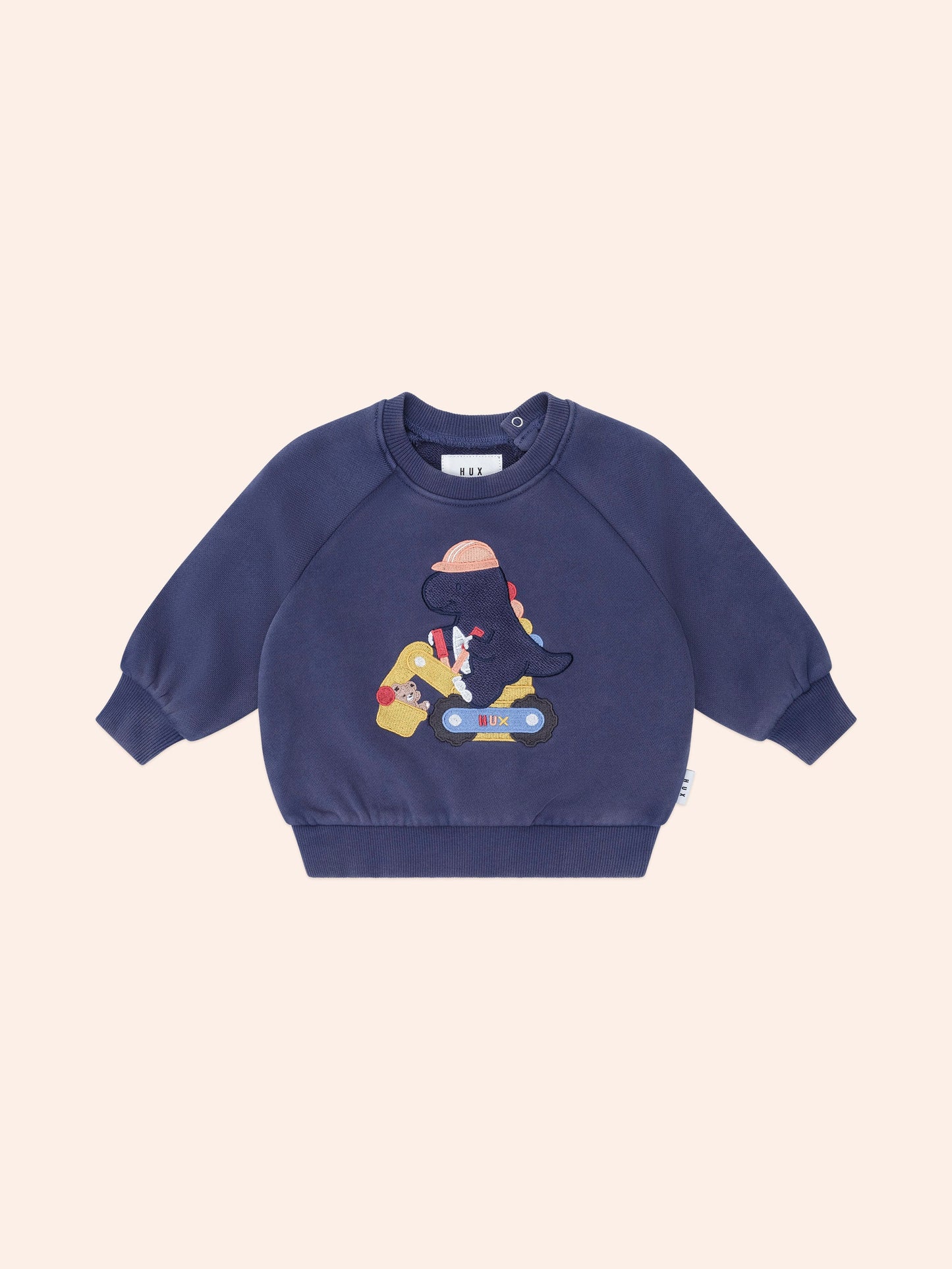 Sweat-shirt Dino Artisan | Bleu Marine Délavé | Huxbaby
