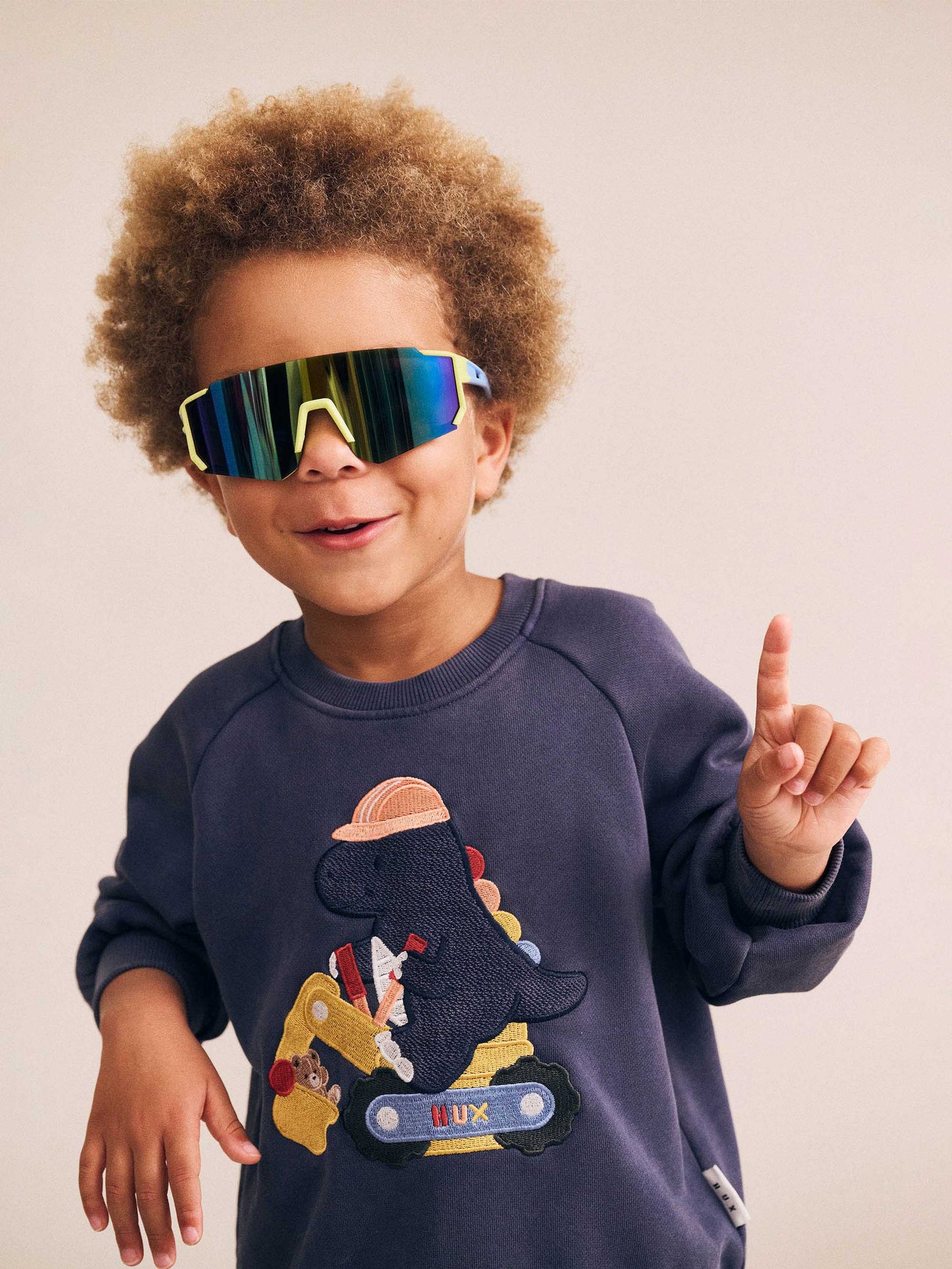 Sweat-shirt Dino Artisan | Bleu Marine Délavé | Huxbaby