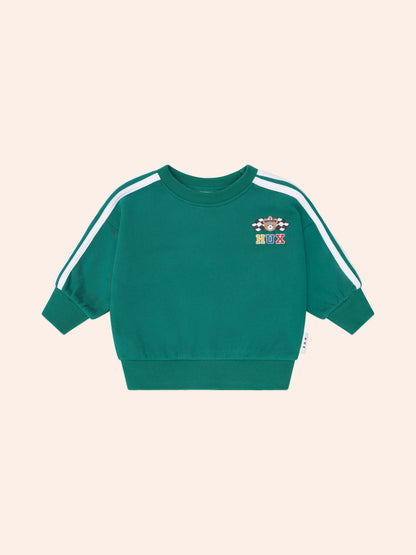 Sweat-shirt Racer Stripe | Émeraude | Huxbaby