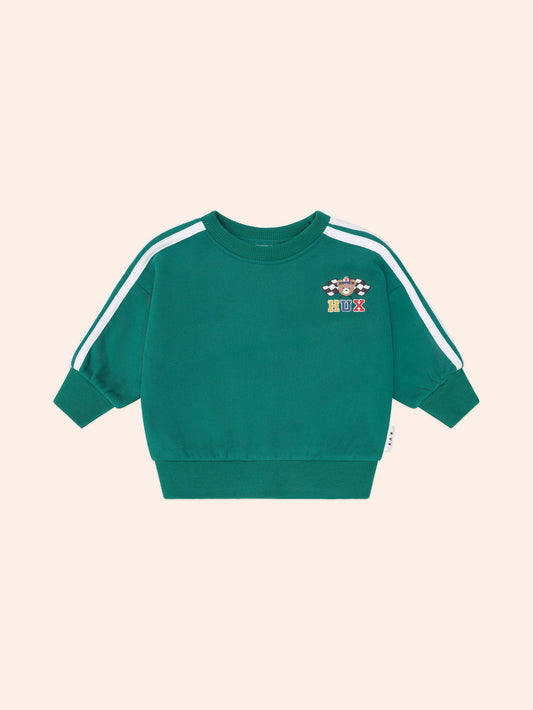 Sweat-shirt Racer Stripe | Émeraude | Huxbaby