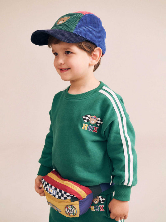 Sweat-shirt Racer Stripe | Émeraude | Huxbaby