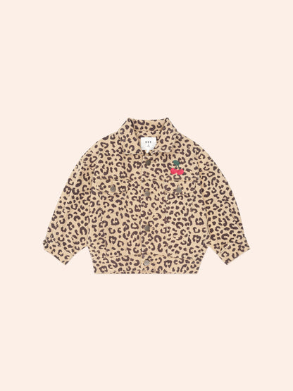Blouson en jean imprimé léopard Very Cherry | Animal | Huxbaby