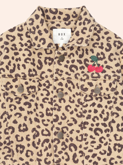 Blouson en jean imprimé léopard Very Cherry | Animal | Huxbaby