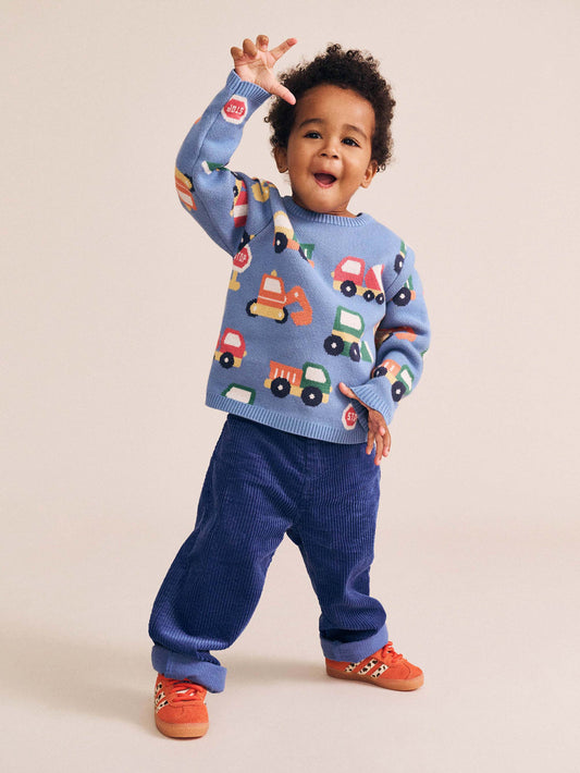 Pull motif chantier | Bleu marine | Huxbaby