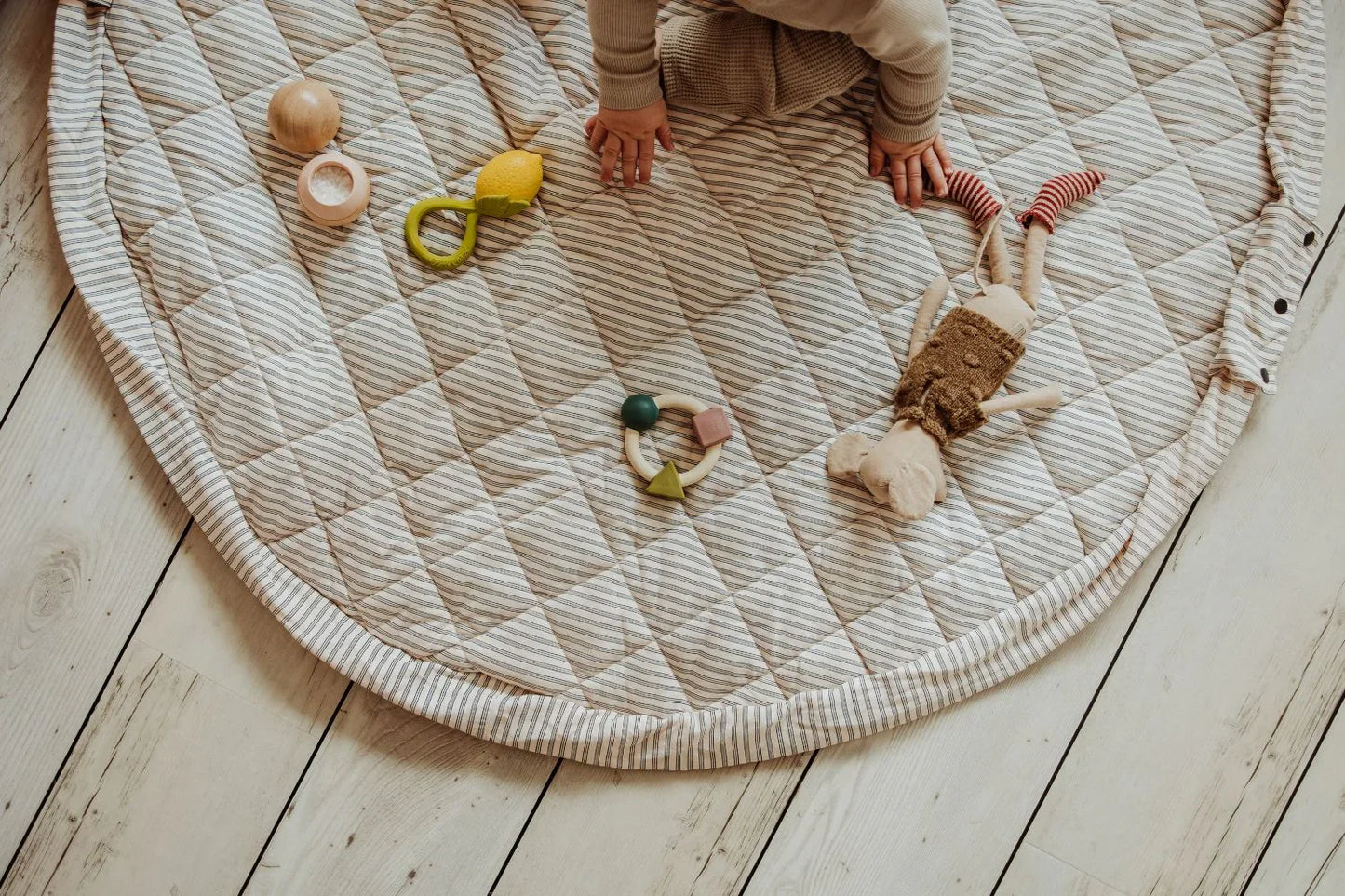 Organic Soft Babymat & Bag | Blue Stripes | play&go