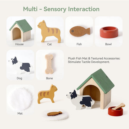 Niche pour chien en bois et ensemble de jeu d'imitation pour animaux de compagnie