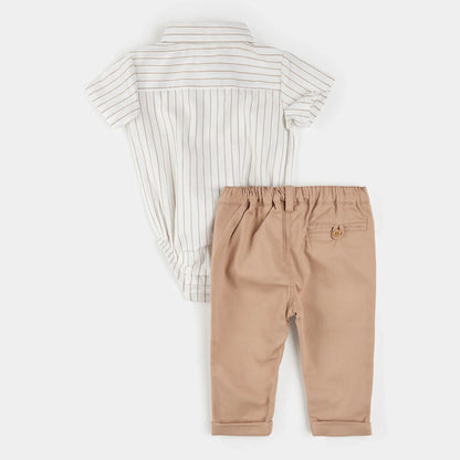 Ensemble 3 pièces popeline rayé chemise et pantalon | Petit Lem