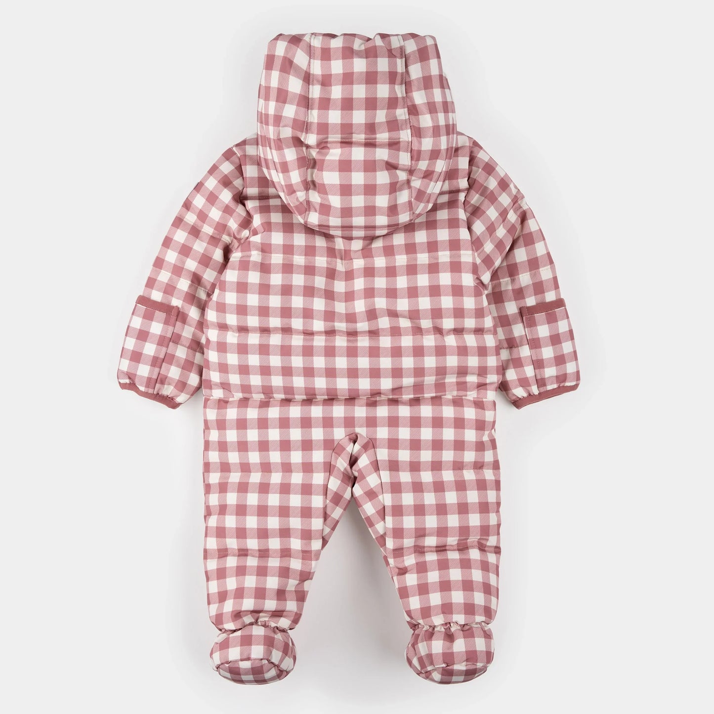 Hooded Baby Snowsuit | Plum Gingham | Petit Lem
