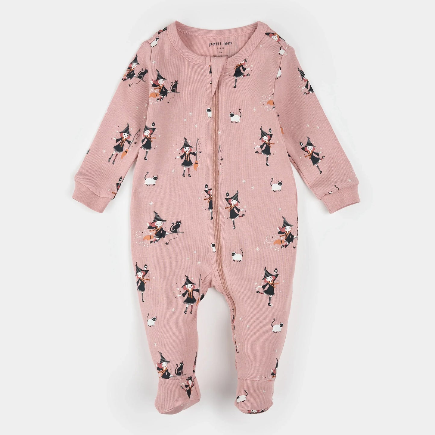 Witch Glow in the Dark Print on Pink Sleeper | Petit Lem