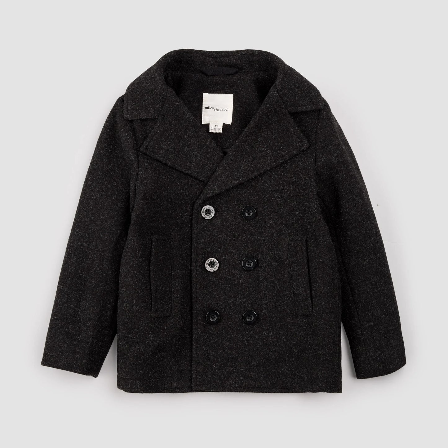 Hooded Woven Pea Coat | Dark Heather Grey | Miles the Label