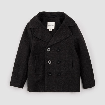 Manteau caban tissé à capuche | Gris foncé chiné | Miles the Label