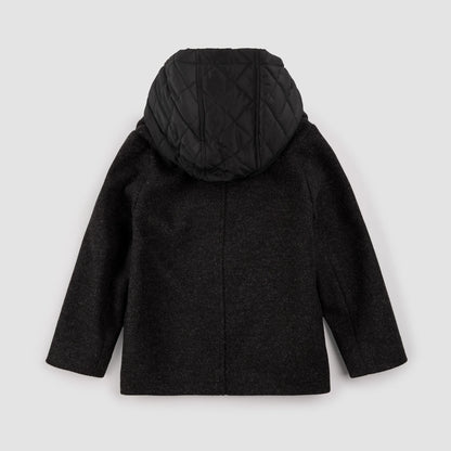 Manteau caban tissé à capuche | Gris foncé chiné | Miles the Label