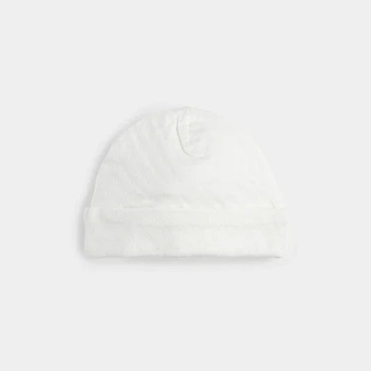 White Pointelle Knit Hat | Petit Lem