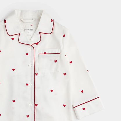 Ensemble de pyjama en popeline Petits Cœurs | Petit Lem