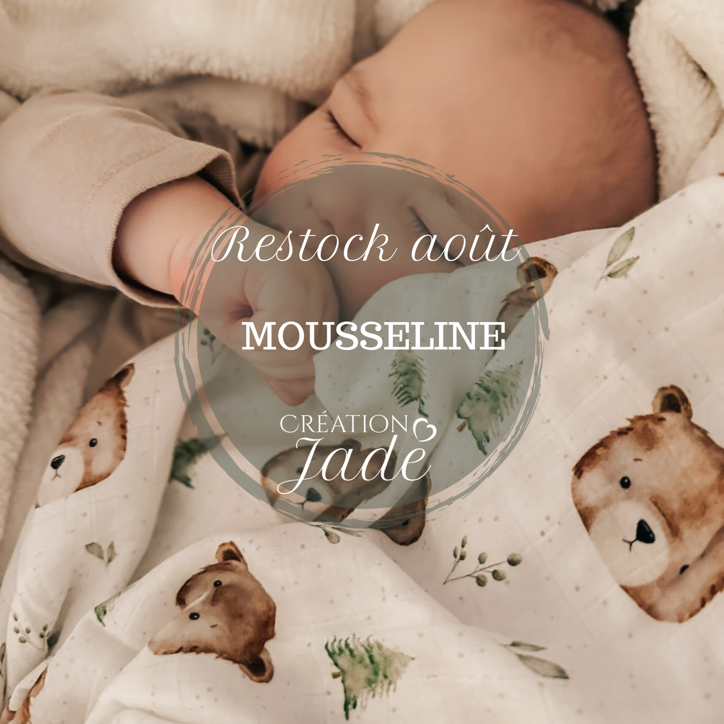 Mousseline Création Jade - bambou et coton - Ours