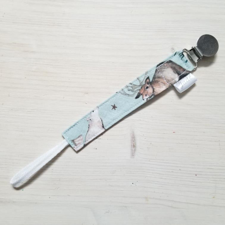 Nouveauté - Attache-suce Tissu - clip Inox - Animaux polaires