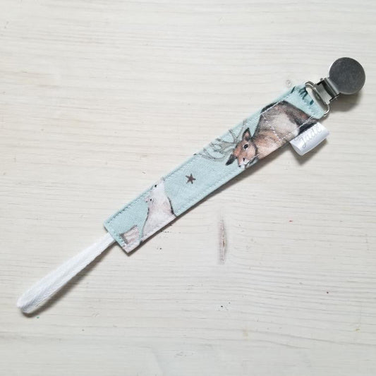 Nouveauté - Attache-suce Tissu - clip Inox - Animaux polaires