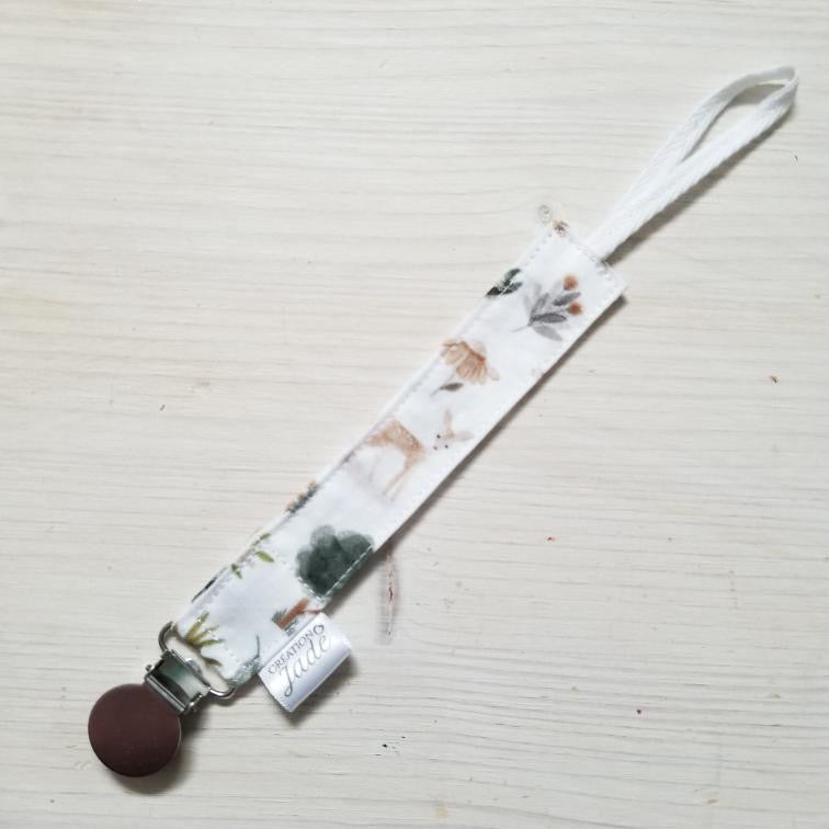 Nouveauté - Attache-suce Tissu - clip Inox - fleurs et animaux