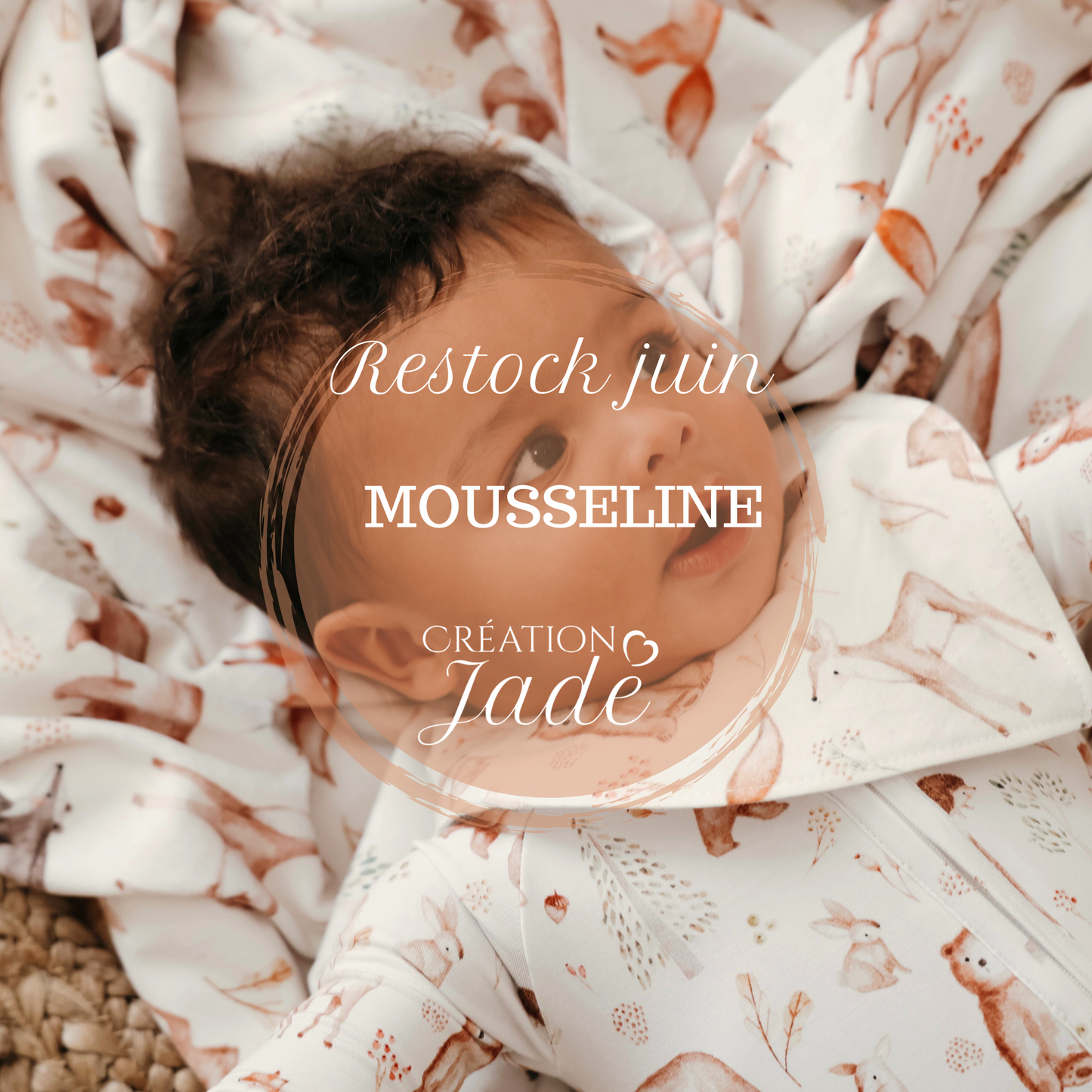 Muslin Creation Jade - bamboo & cotton - Bear and forest animals