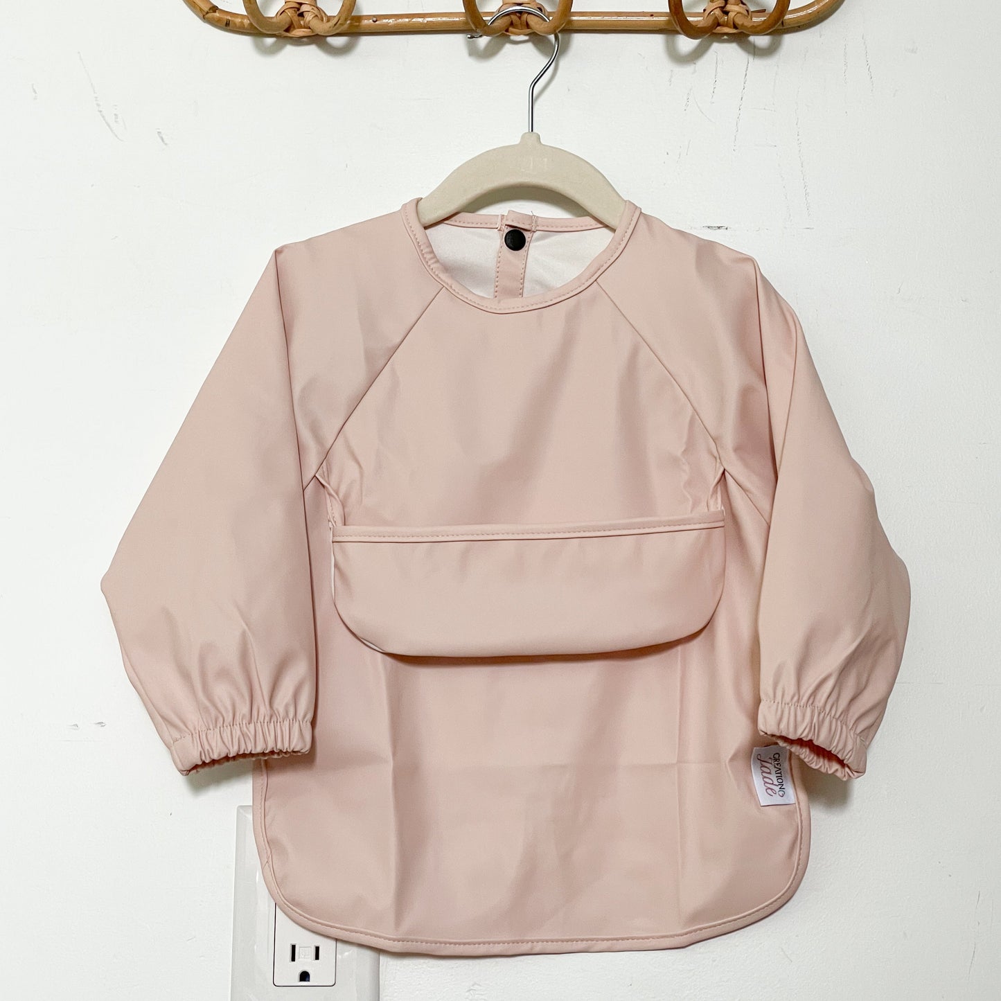 Tablier à manches longues - Poche poitrine - Rose poudré