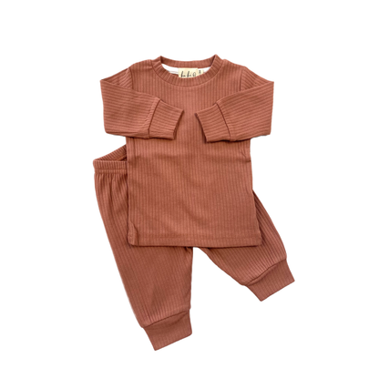 Ensemble deux pièces en coton biologique pour bébé, Terracotta rose | ba.be.O Canada
