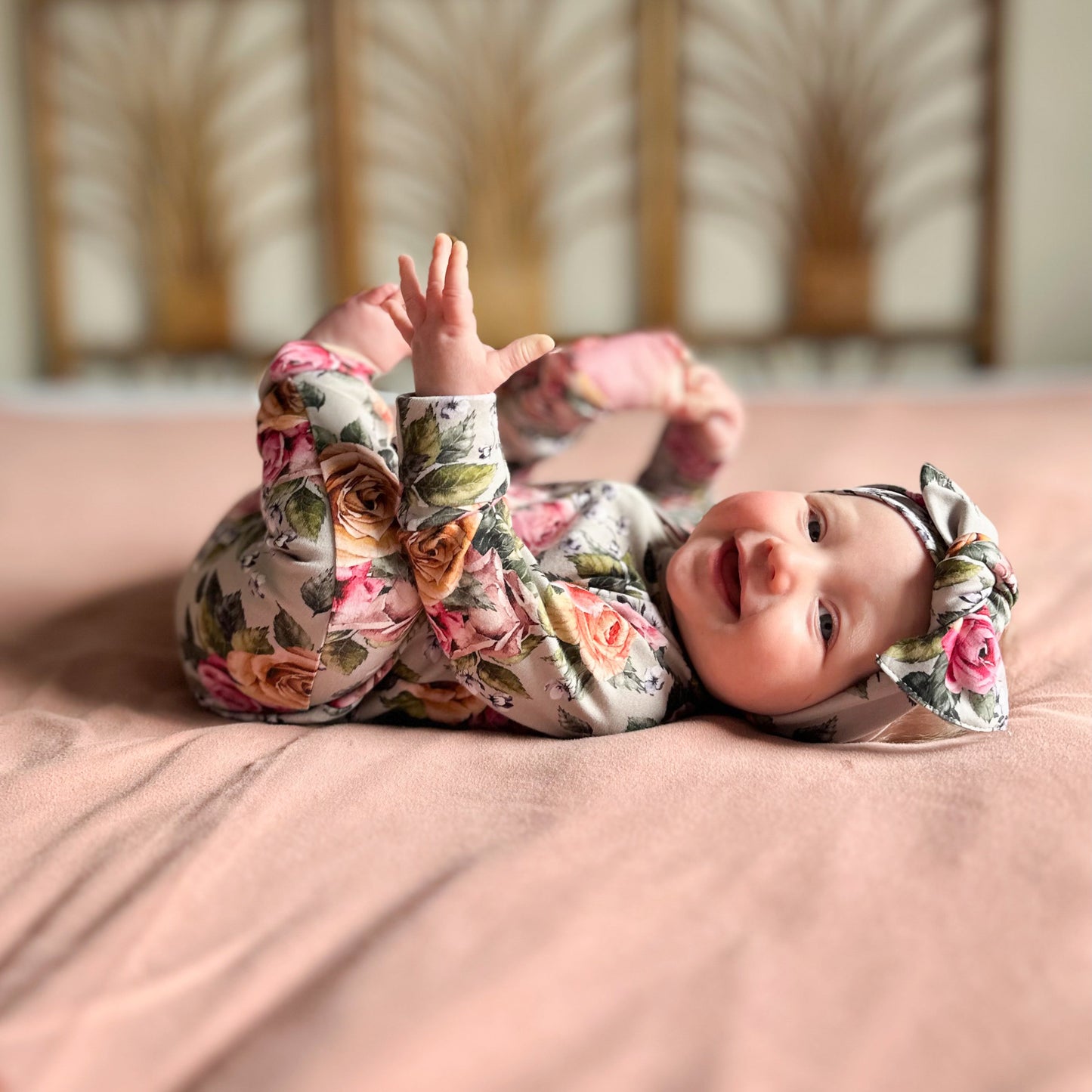 Bamboo Baby Zipper Footed Onesie | Antique Floral